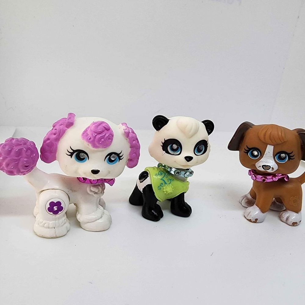 3 Barbie Mini Pets Animal Dog Collar Figure Kids Play Toy LOT